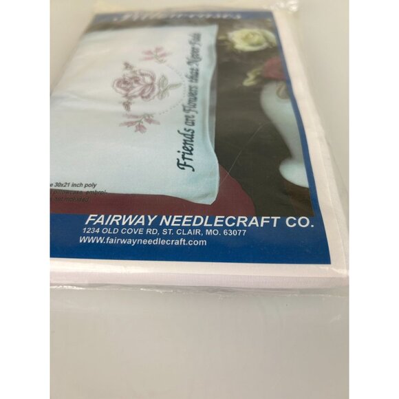 NEW Fairway Needlecraft Co #83095 Friends Embroidery Pillowcases Flowers 30x21 - Picture 3 of 11